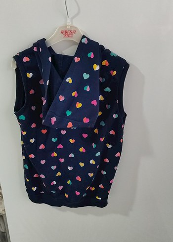 Renkli Kalpli Kapüşonlu Kız çocuk yeleği - Görsel 2