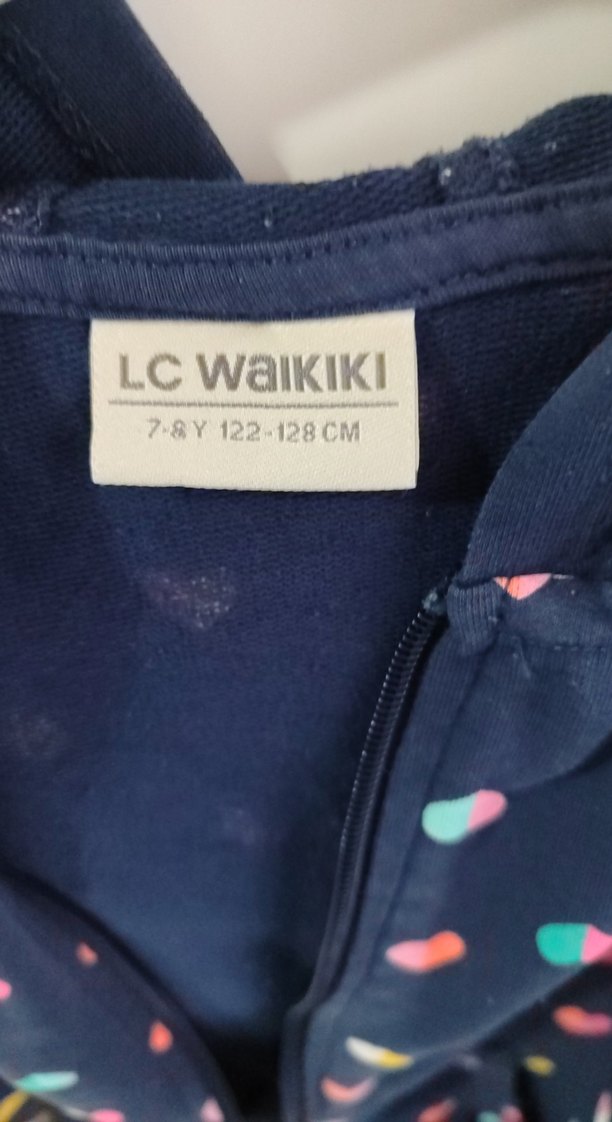 Renkli Kalpli Kapüşonlu Kız çocuk yeleği - Görsel 3