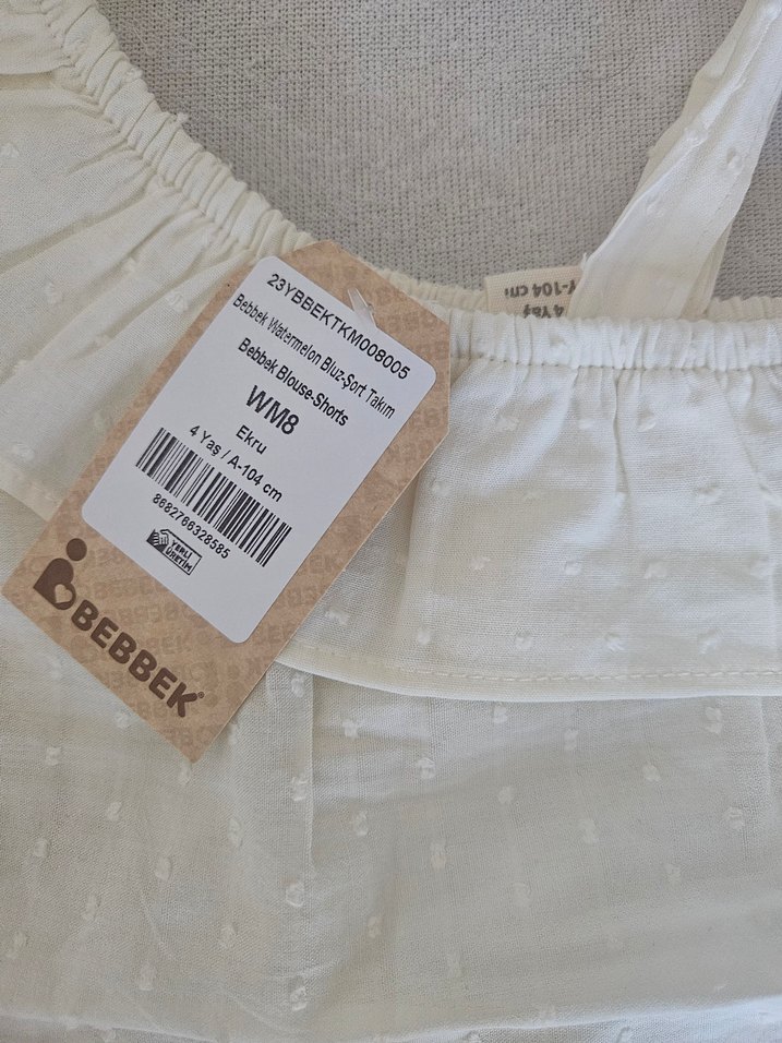 Kız Bebek Keten Fırfırlı Askılı Takım - Görsel 3