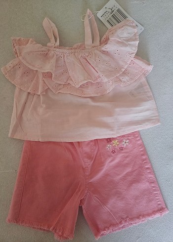 Pembe Fırfırlı Nakışlı Takım