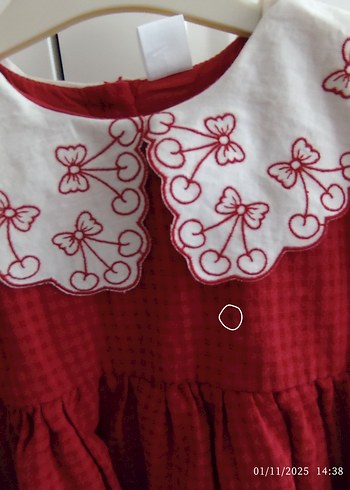 Bordo Nakışlı Uzun Kollu Kız Elbisesi - Görsel 5