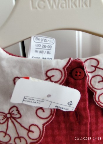 Bordo Nakışlı Uzun Kollu Kız Elbisesi - Görsel 3