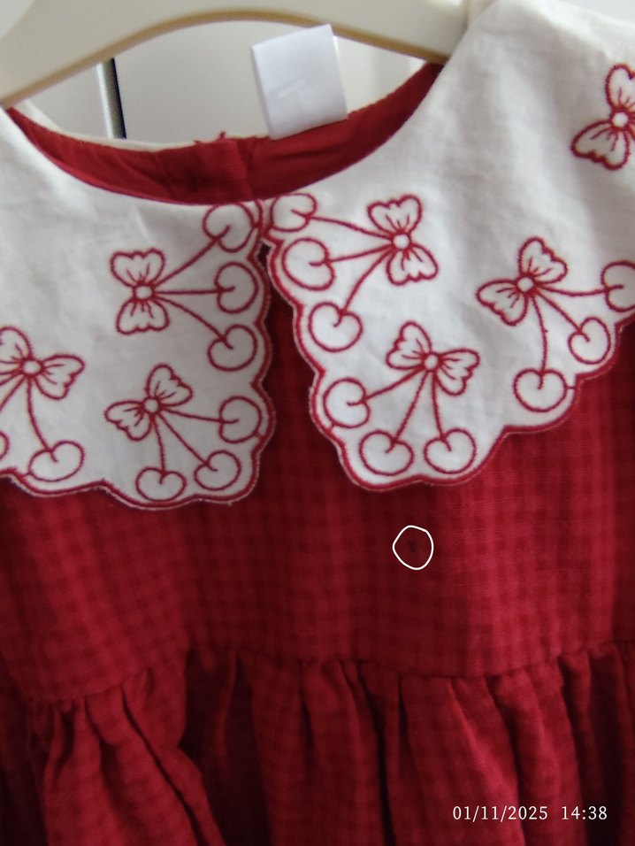 Bordo Nakışlı Uzun Kollu Kız Elbisesi - Görsel 5