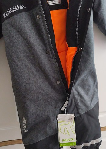 Gri Erkek Bebek Kayak Tulumu Velcro - Görsel 4