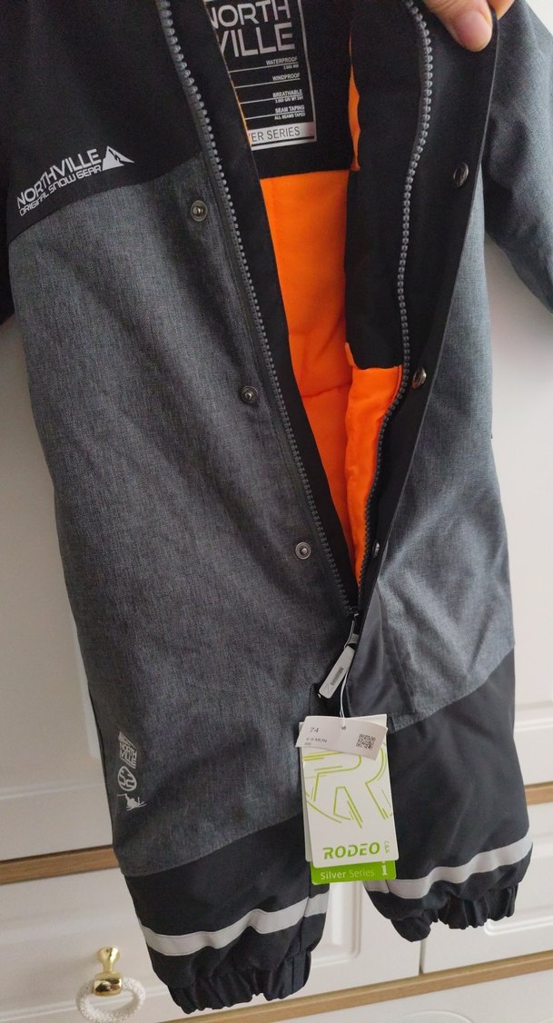 Gri Erkek Bebek Kayak Tulumu Velcro - Görsel 4