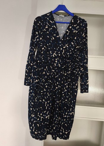 Lacivert Desenli Hamile Midi Elbise - Görsel 3