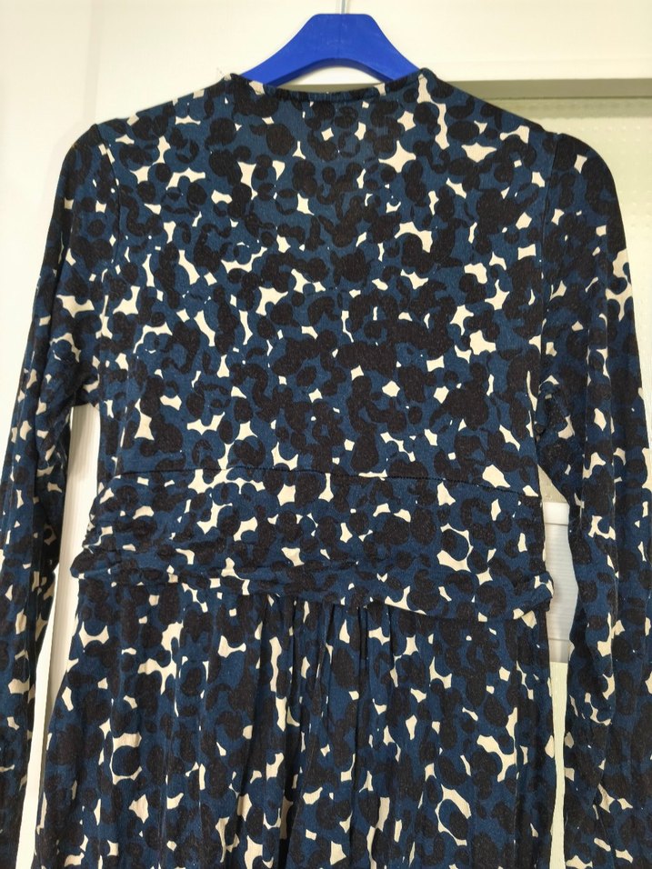 Lacivert Desenli Hamile Midi Elbise - Görsel 5