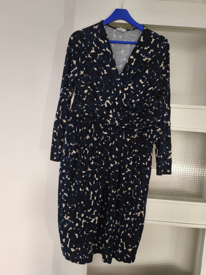 Lacivert Desenli Hamile Midi Elbise - Görsel 3