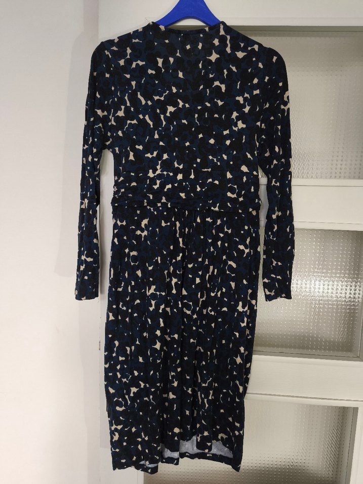 Lacivert Desenli Hamile Midi Elbise - Görsel 4