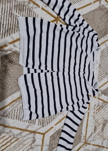 H&M Pamuklu Çizgili Düğmeli hirka