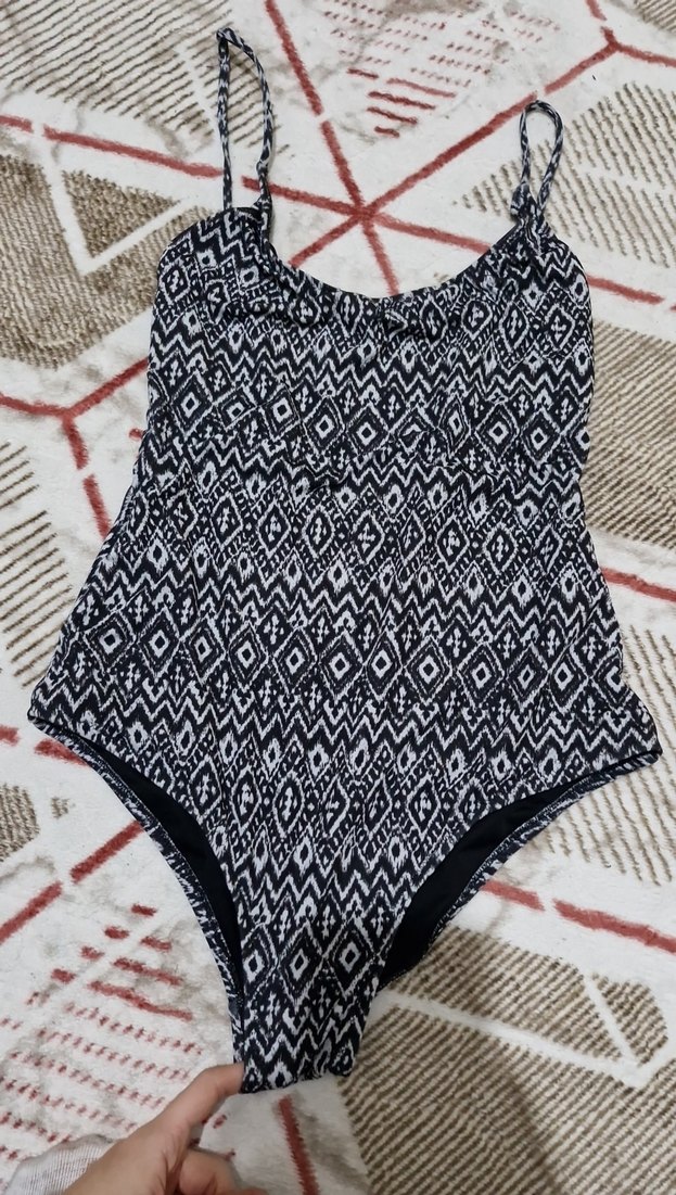 Bohem Siyah Desenli İp Askılı Mayo - Görsel 3