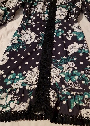 Uzun Kol Desenli Bohem Elbise - Görsel 6