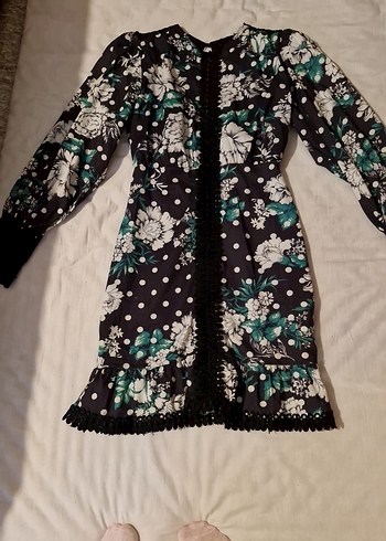 Uzun Kol Desenli Bohem Elbise - Görsel 5