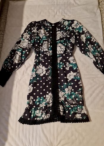 Uzun Kol Desenli Bohem Elbise - Görsel 3