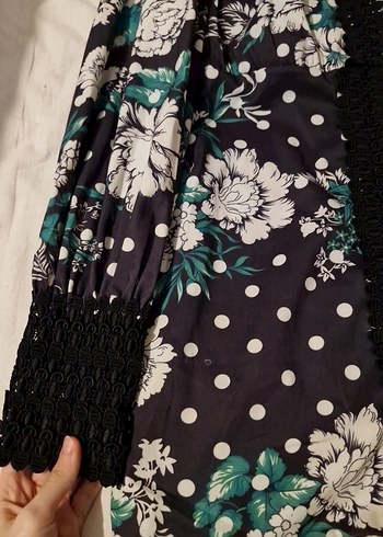 Uzun Kol Desenli Bohem Elbise - Görsel 7