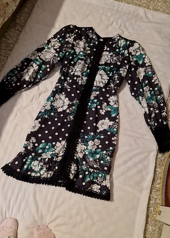 Uzun Kol Desenli Bohem Elbise - Görsel 4