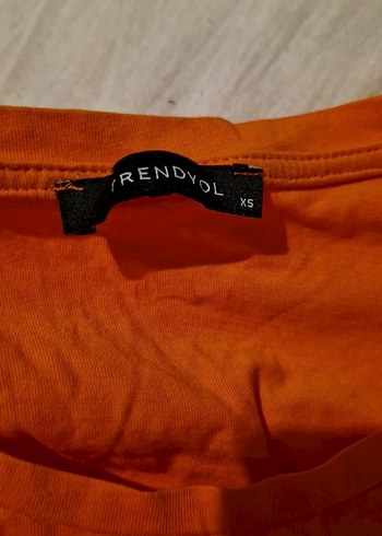 Turuncu Kısa Kollu Drapeli Kadın Tişört - Görsel 6