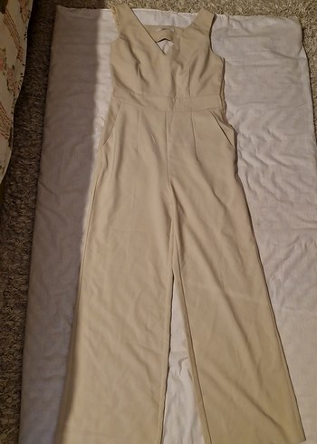 Bej V Yaka Kolsuz Kadın Tulum - Görsel 2