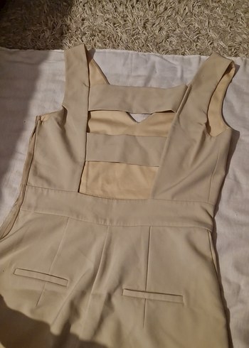 Bej V Yaka Kolsuz Kadın Tulum - Görsel 7