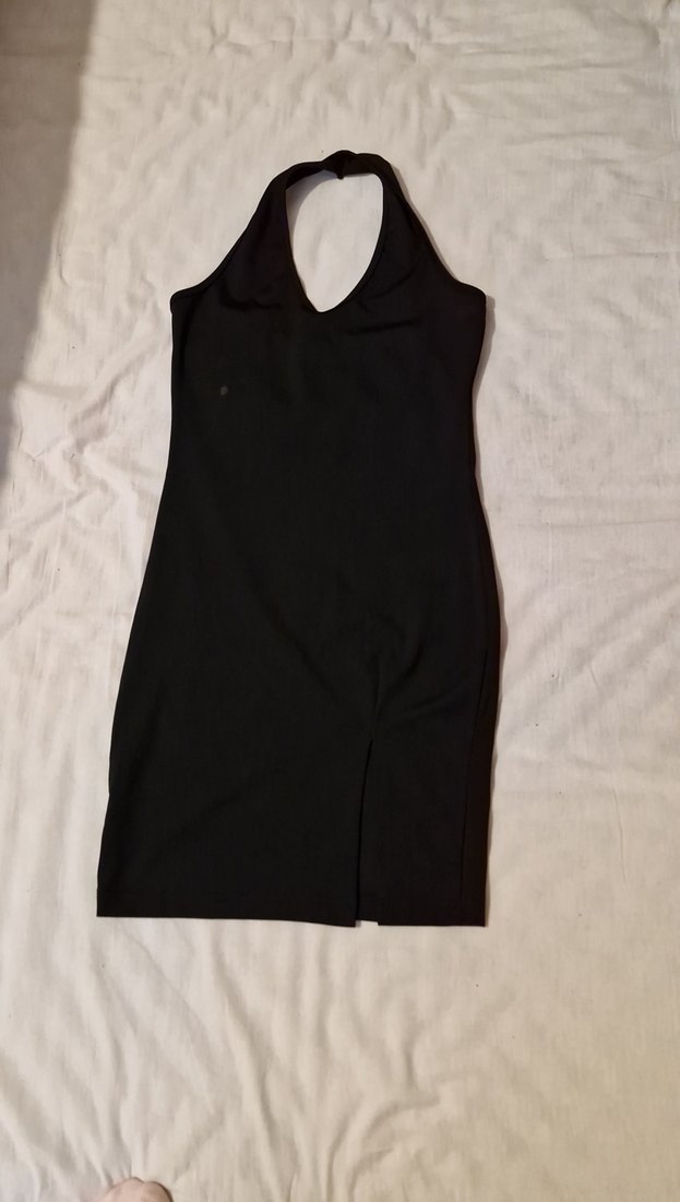 Siyah V Yakalı Kolsuz Kalem Elbise - Görsel 2