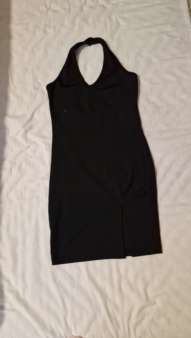 Siyah V Yakalı Kolsuz Kalem Elbise - Görsel 3