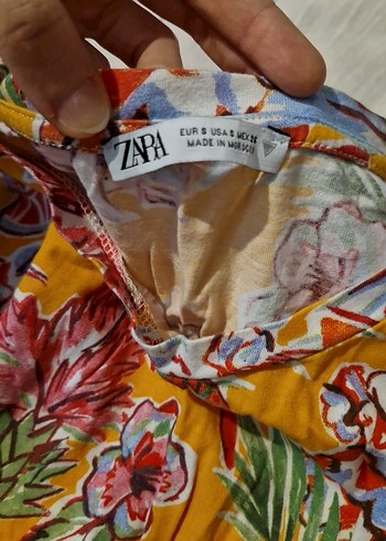 Renkli Desenli Kısa Kol Mini Bohem Elbise - Görsel 8