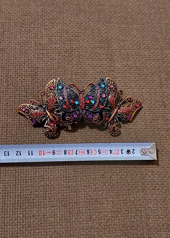 Renkli kristal taşlı Kelebek Desenli Bohem Saç Tokası - Görsel 2