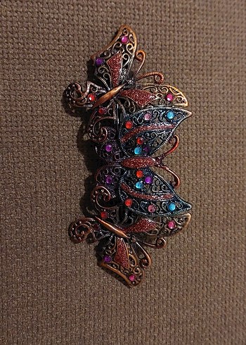 Renkli kristal taşlı Kelebek Desenli Bohem Saç Tokası - Görsel 3