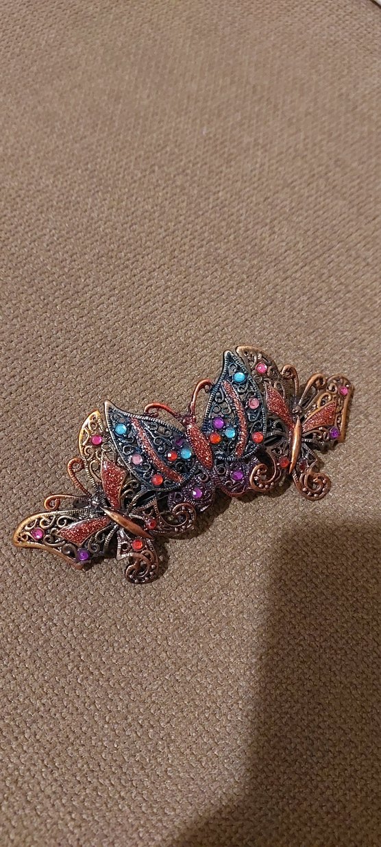 Renkli kristal taşlı Kelebek Desenli Bohem Saç Tokası - Görsel 5