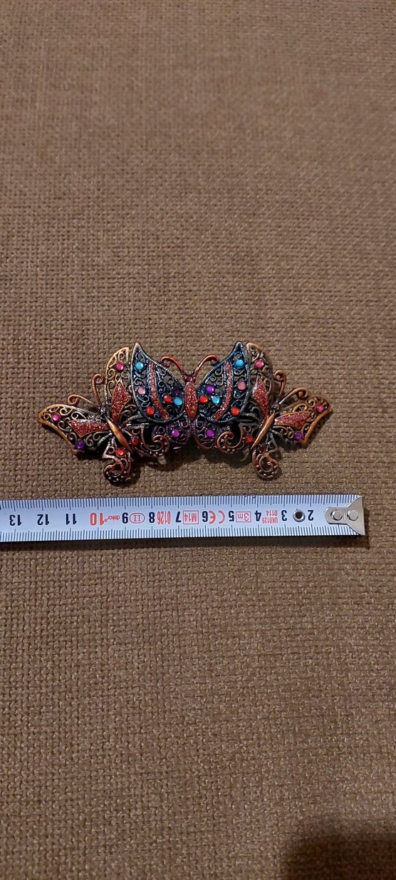 Renkli kristal taşlı Kelebek Desenli Bohem Saç Tokası - Görsel 2