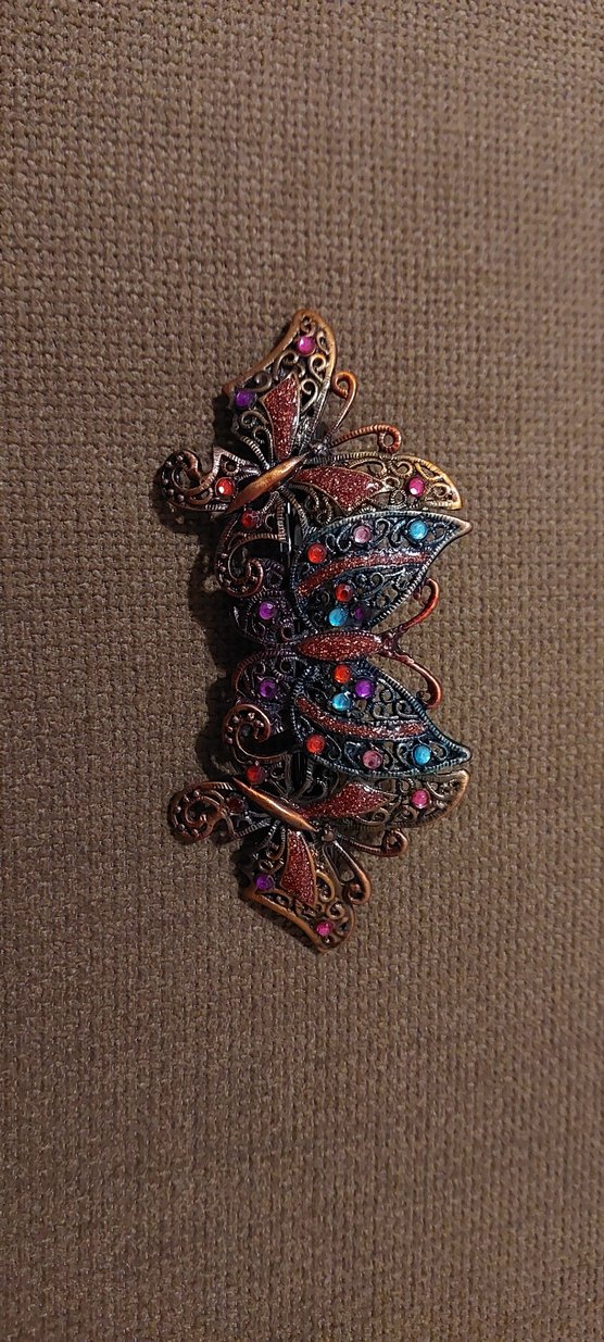 Renkli kristal taşlı Kelebek Desenli Bohem Saç Tokası - Görsel 3