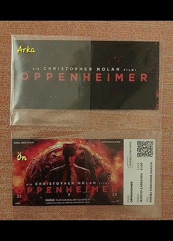 Oppeheimer film hatıra bileti 