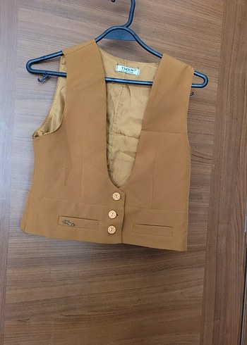 Bej Drapeli Kadın Uzun Etek yelek takımi - Görsel 4