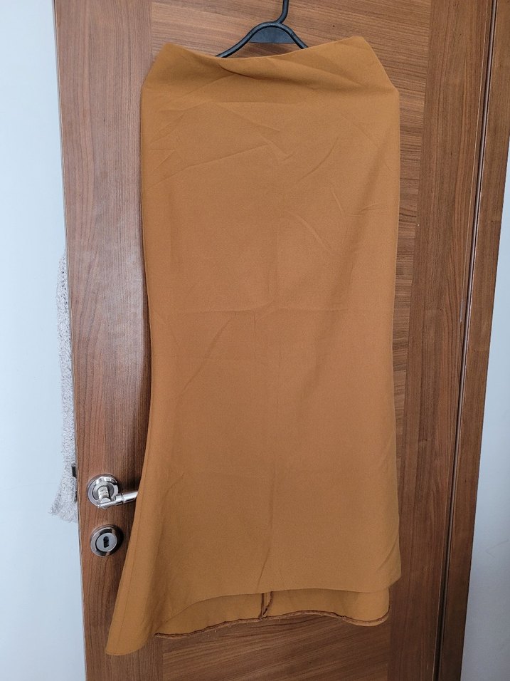 Bej Drapeli Kadın Uzun Etek yelek takımi - Görsel 2