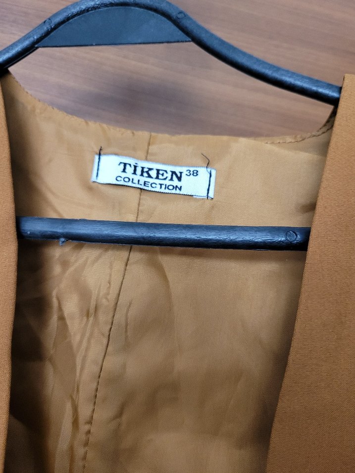 Bej Drapeli Kadın Uzun Etek yelek takımi - Görsel 5