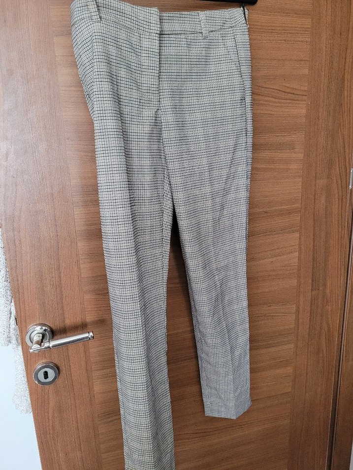 Gri Düğmeli Kadın Kumaş Pantolon - Görsel 3