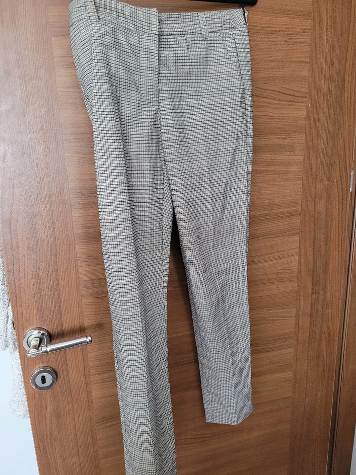 Gri Düğmeli Kadın Kumaş Pantolon - Görsel 2