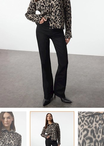 Leopar Desenli Kadın Hırka - Görsel 2