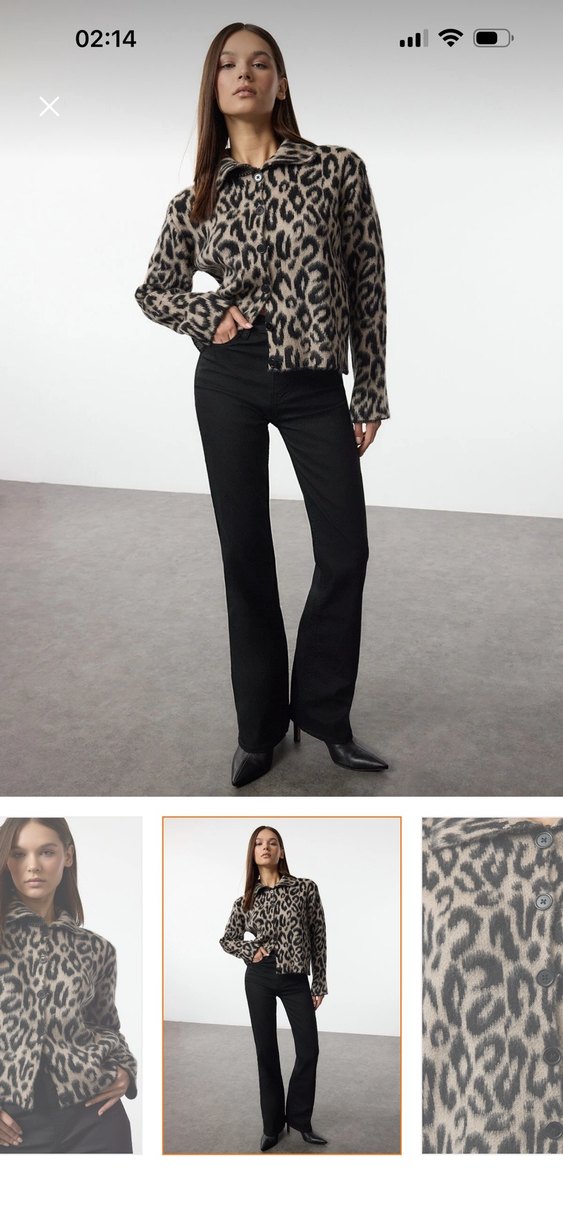 Leopar Desenli Kadın Hırka - Görsel 2