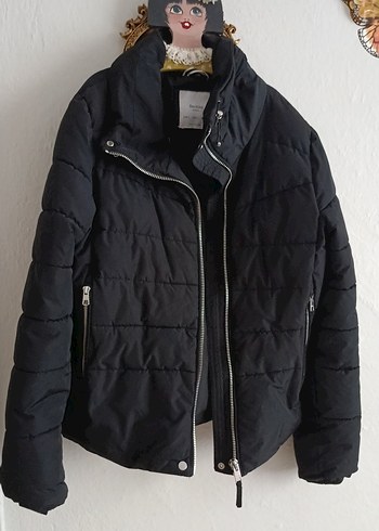 Bershka Siyah Sisme Mont