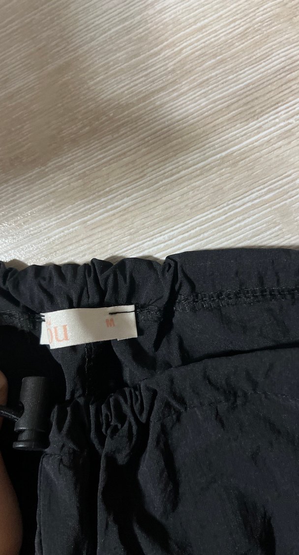 Siyah Rahat Kesim paraşüt kumaş eşofman - Görsel 3