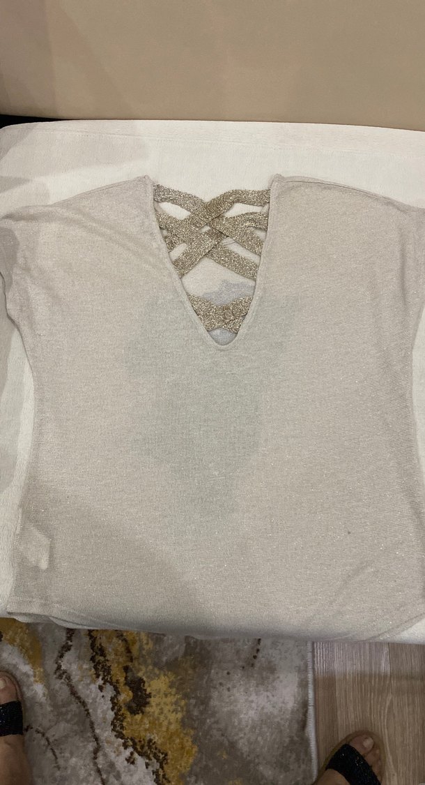 Kız Çocuk Gri Payetli Bohem Tişört - Görsel 2