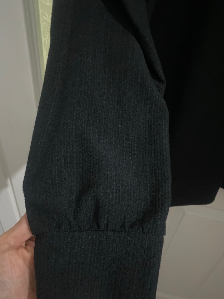 Düğmeli Siyah Hamile Keten Ceket - Görsel 2