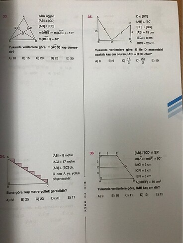  Beden Renk Hız ve Renk Tyt Matematik Denemesi