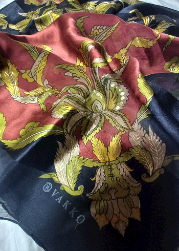 Bordo Bohem Tarzı İpek Şal Vakko - Görsel 2