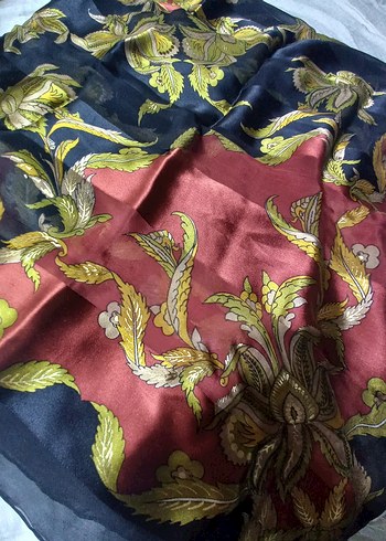 Bordo Bohem Tarzı İpek Şal Vakko - Görsel 3