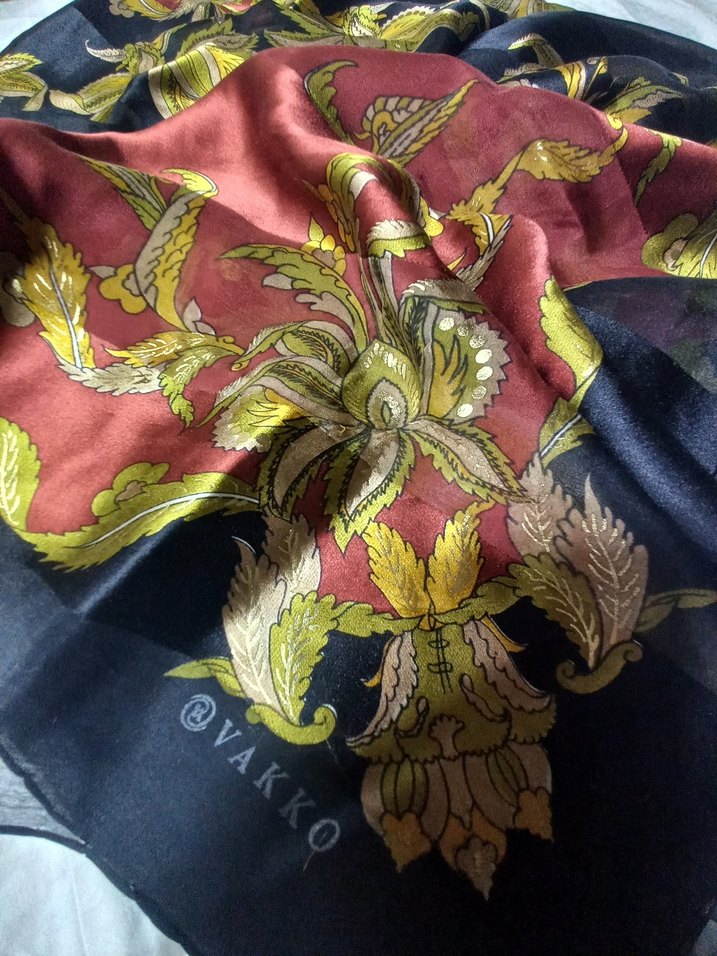 Bordo Bohem Tarzı İpek Şal Vakko - Görsel 2