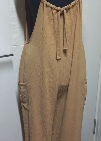 Bej Keten Kadın Salaş Tulum - Görsel 2