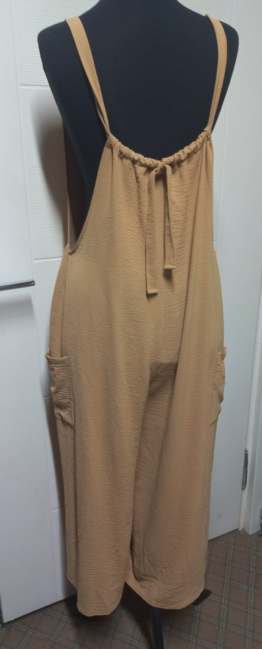 Bej Keten Kadın Salaş Tulum - Görsel 2