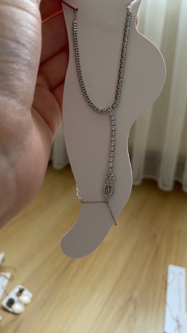 Beyaz Zincir Detaylı Kadın halhal - Görsel 3